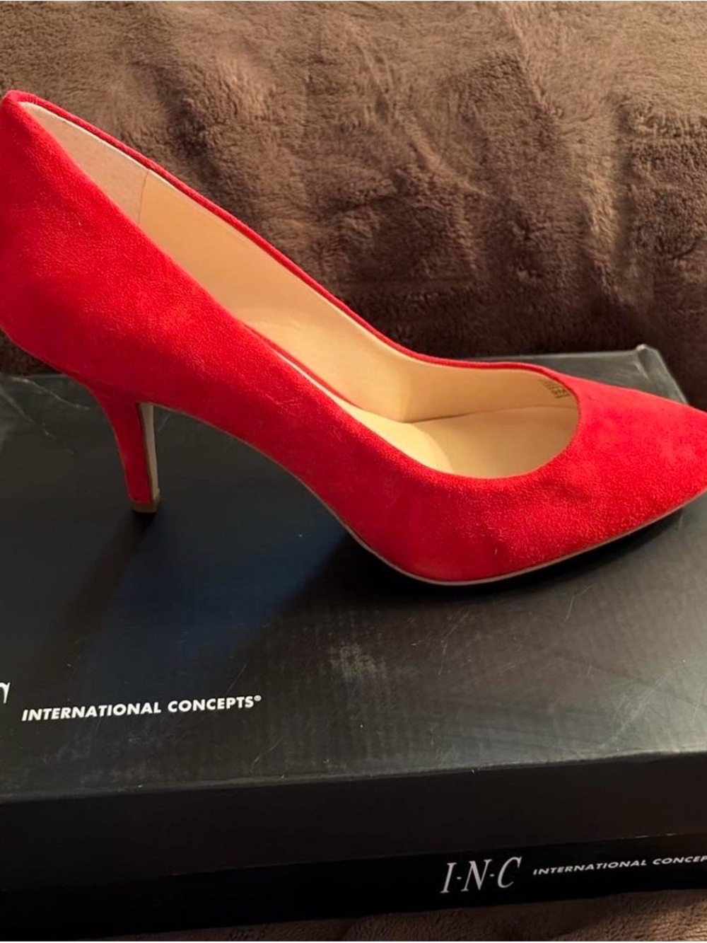 INC International Concepts Red Suede Pointed Pump